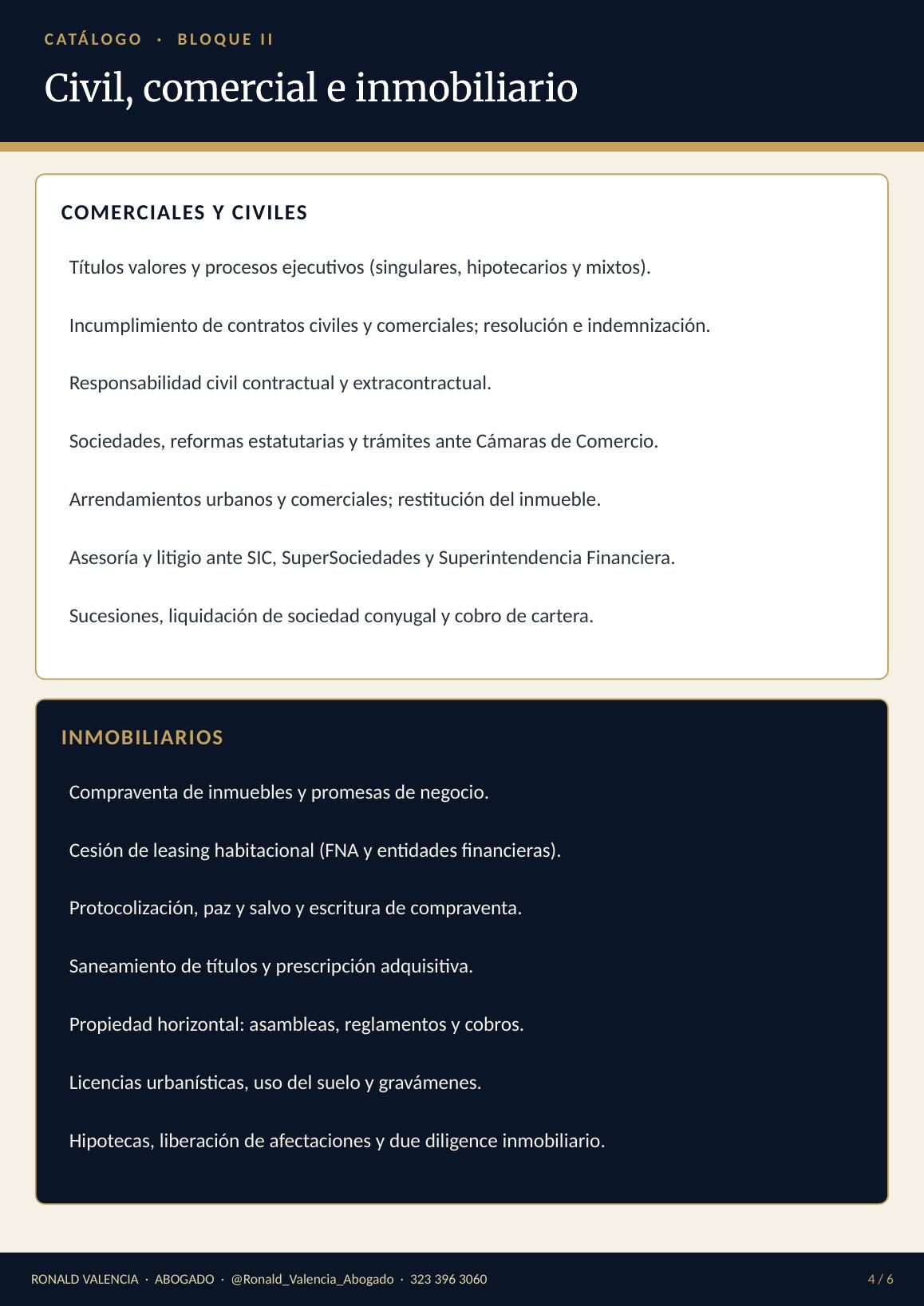 Civil, comercial e inmobiliario